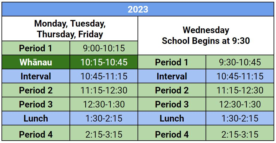 Timetable 2023